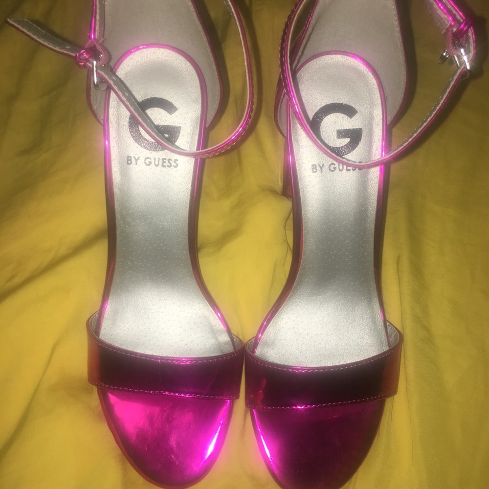Shantel Hot pink Metallic G by guess sandals
